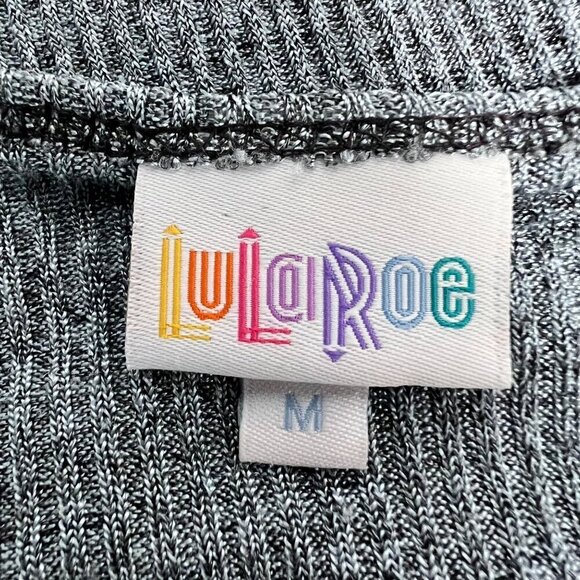 LulaRoe Women’s 3/4 Sleeve Scoop Neck Ribbed Dress Silver Hi-Low Medium - Picture 7 of 8